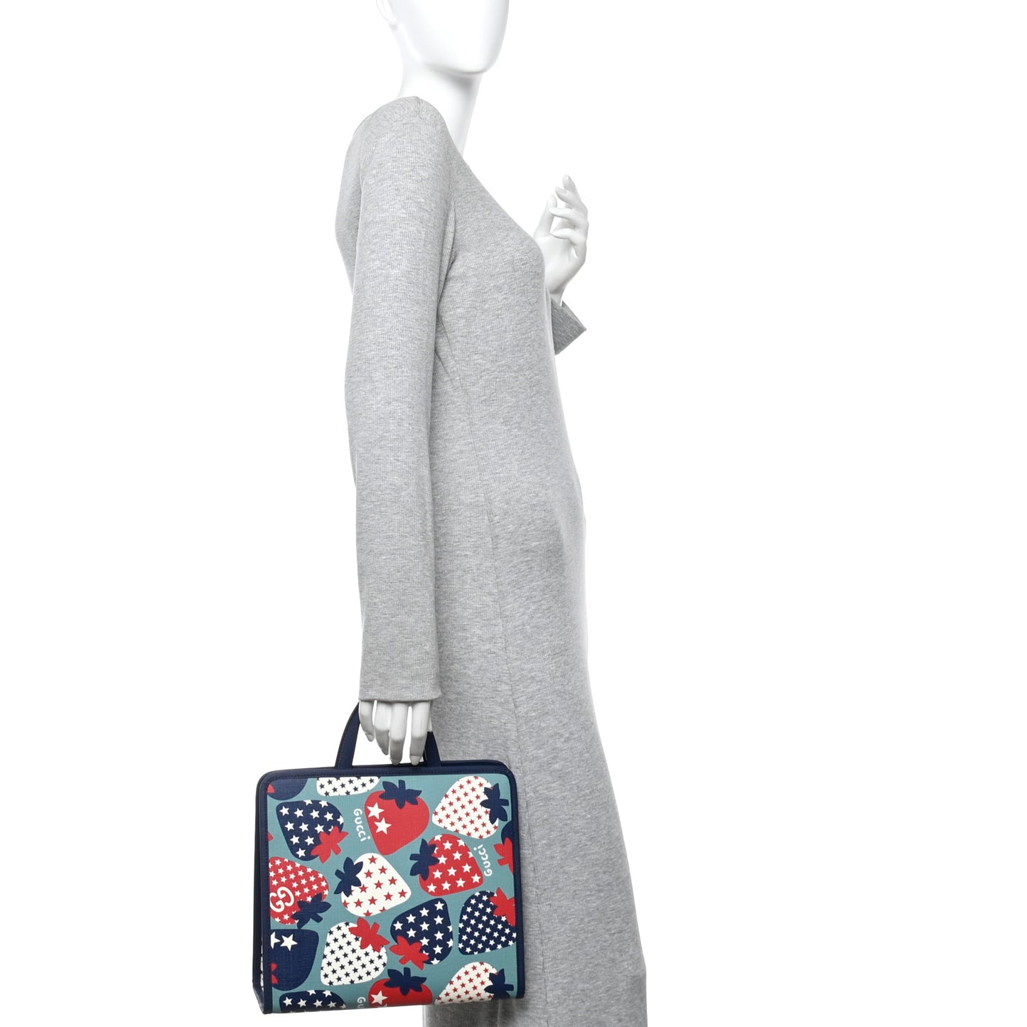 Coated Canvas Strawberry Stars Childrens Tote Red White Blue