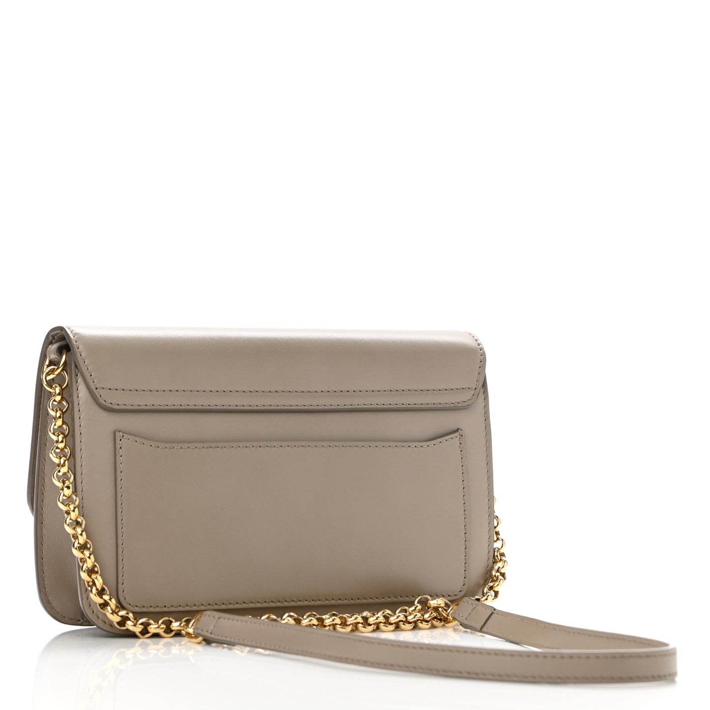 Calfskin Suede C Clutch With Chain Motty Grey