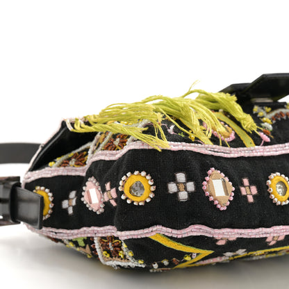 Fendi Satin Beaded Baguette Black Multicolor 9 of 14