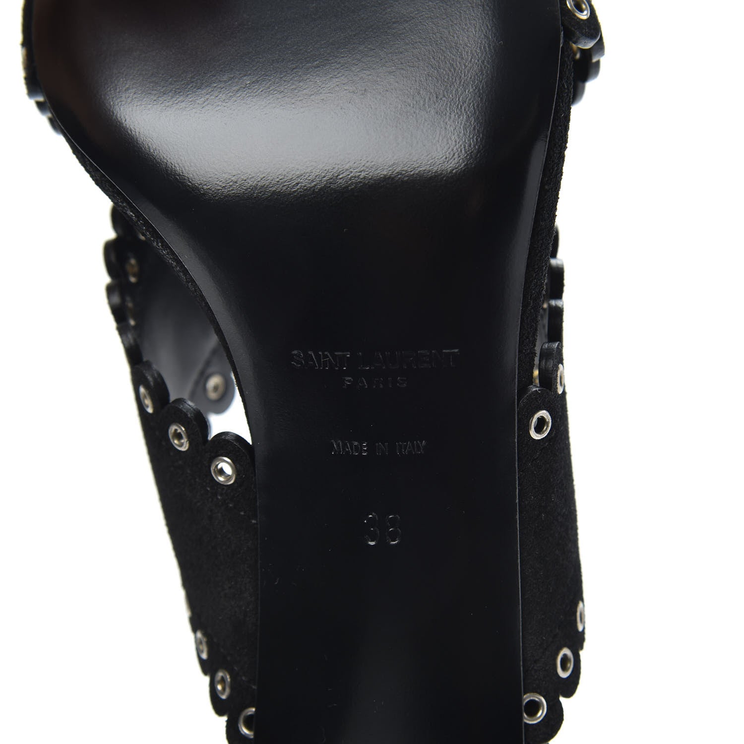 Saint Laurent Suede Eyelet LouLou 70 Mules 38 Black 7 of 9