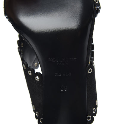 Saint Laurent Suede Eyelet LouLou 70 Mules 38 Black 7 of 9