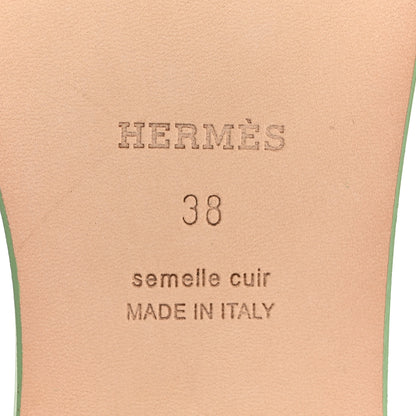 Hermes Epsom Oran Sandals 38 Vert Pomme 7 of 13