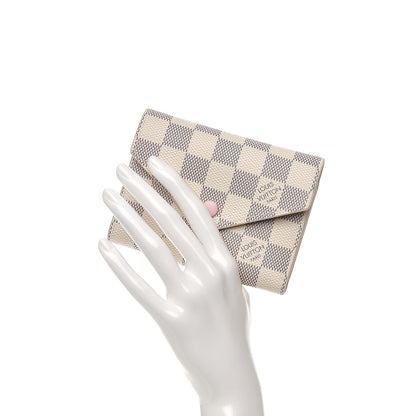 Louis Vuitton Damier Azur Victorine Wallet Rose Ballerine 2 of 8