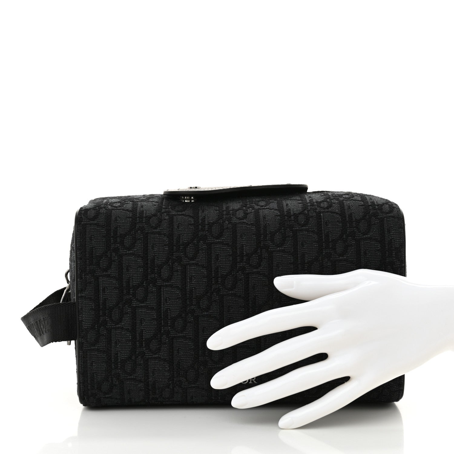 Christian Dior Oblique Jacquard Grained Calfskin Lingot Toiletry Bag Black 2 of 11