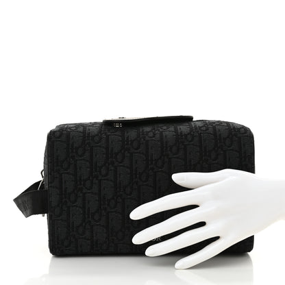 Christian Dior Oblique Jacquard Grained Calfskin Lingot Toiletry Bag Black 2 of 11