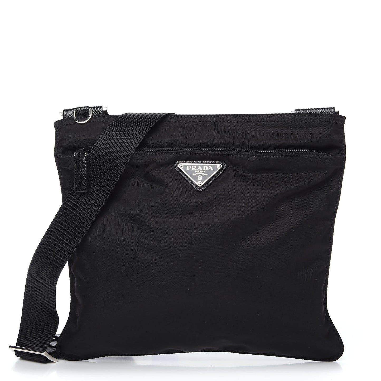 Nylon Vela Flat Messenger Bag Black