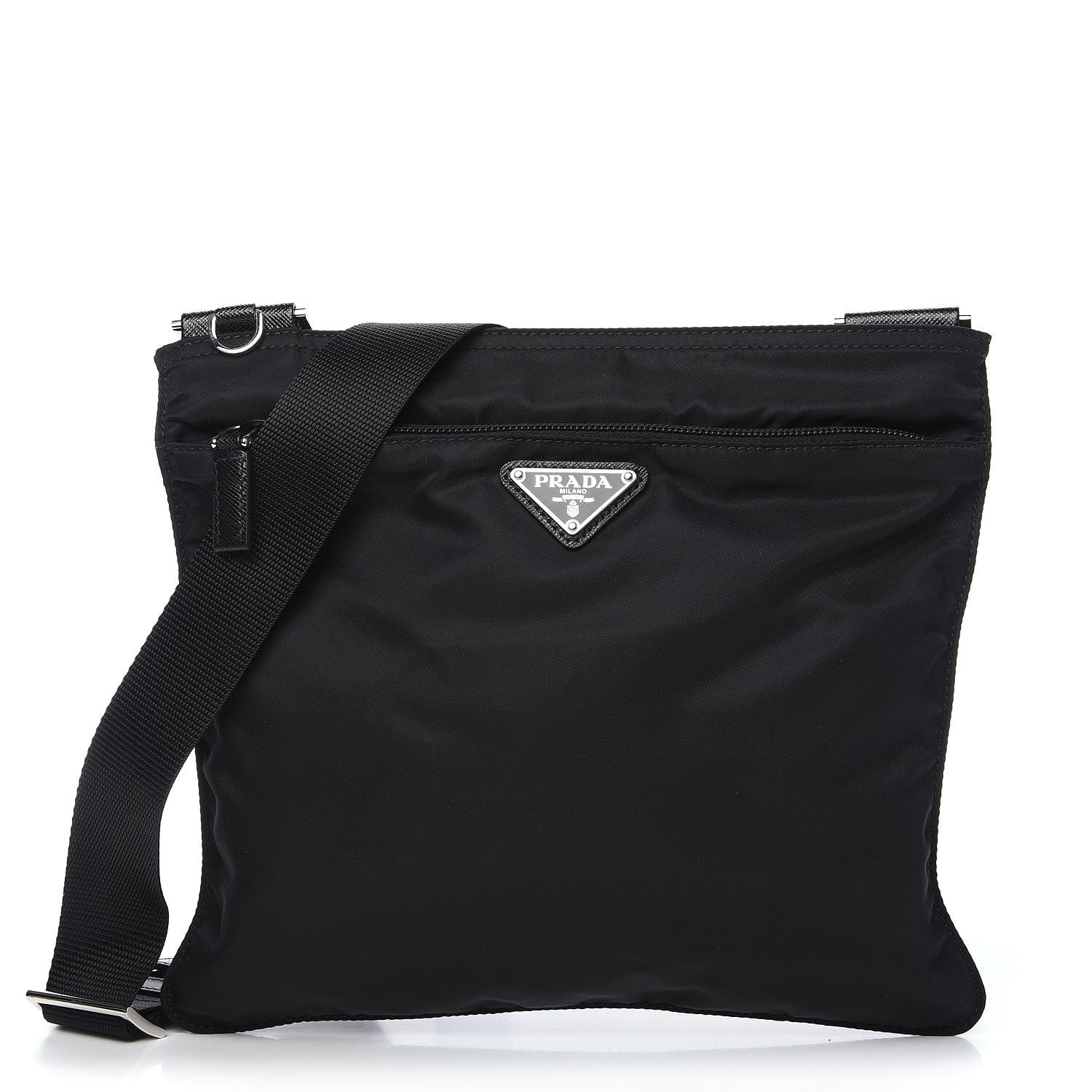 Prada Nylon Vela Flat Messenger Bag Black 1 of 7