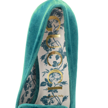 Gucci Softy Velvet GG Victoire 55mm Loafer Pumps 38 Pavone 7 of 8