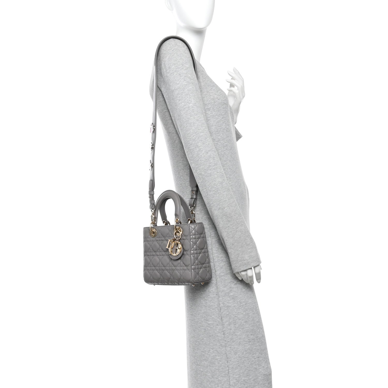 Christian Dior Lambskin Cannage Small Lucky Badges My Lady Dior Grey 2 of 10