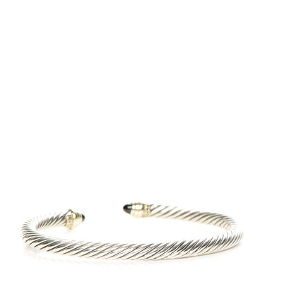 David Yurman Sterling Silver 14K Yellow Gold Black Onyx 5mm Cable Classics Petite Color Bracelet 3 of 5