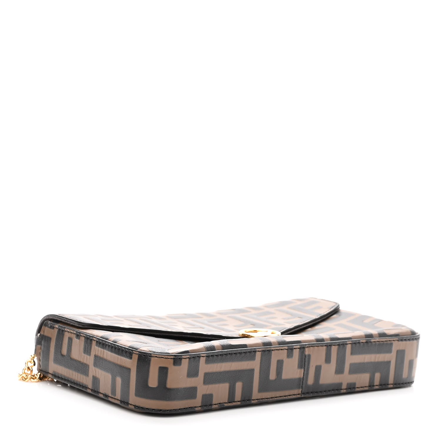 Fendi Vitello Soft F is Fendi Bi-Color FF 1974 Embossed Envelope Wallet On Chain with Pouches Maya Black 5 of 9