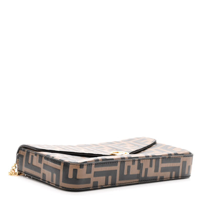 Fendi Vitello Soft F is Fendi Bi-Color FF 1974 Embossed Envelope Wallet On Chain with Pouches Maya Black 5 of 9