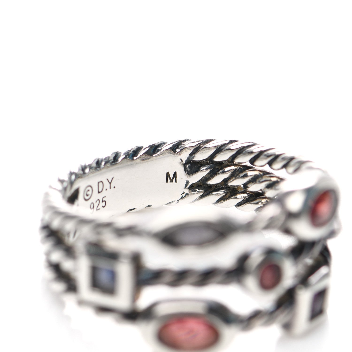 David Yurman Sterling Silver Iolite Garnet Tourmaline Amethyst Confetti 3 Row Ring 51 5.75 5 of 5