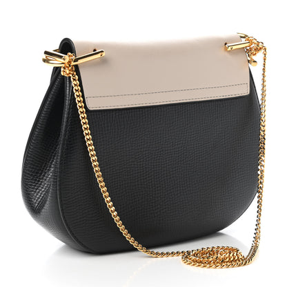 Chloe Grained Calfskin Lambskin Small Bi-Color Drew Shoulder Bag Black Powder Beige 3 of 9