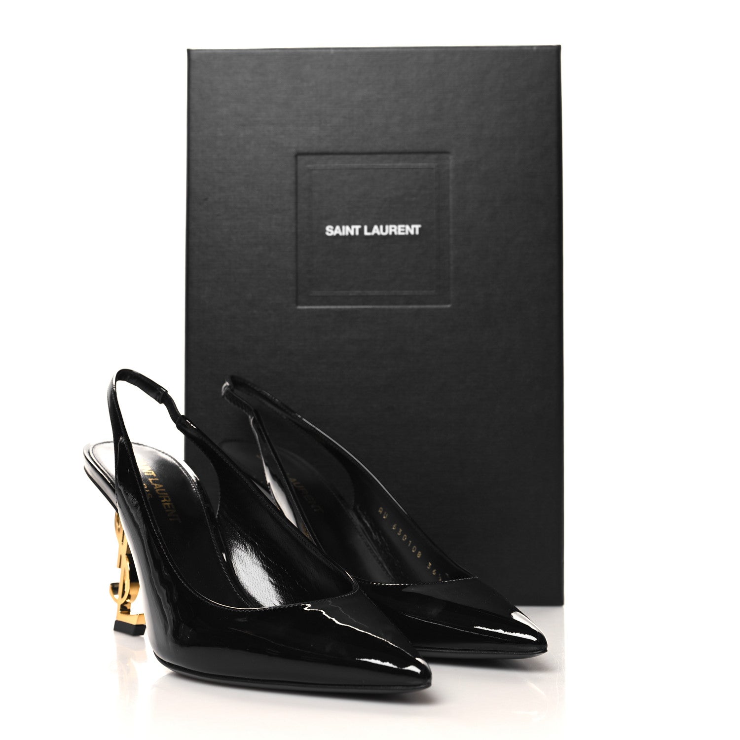 Saint Laurent Patent Opyum 85 Slingback Pumps 36.5 Black Gold 10 of 10