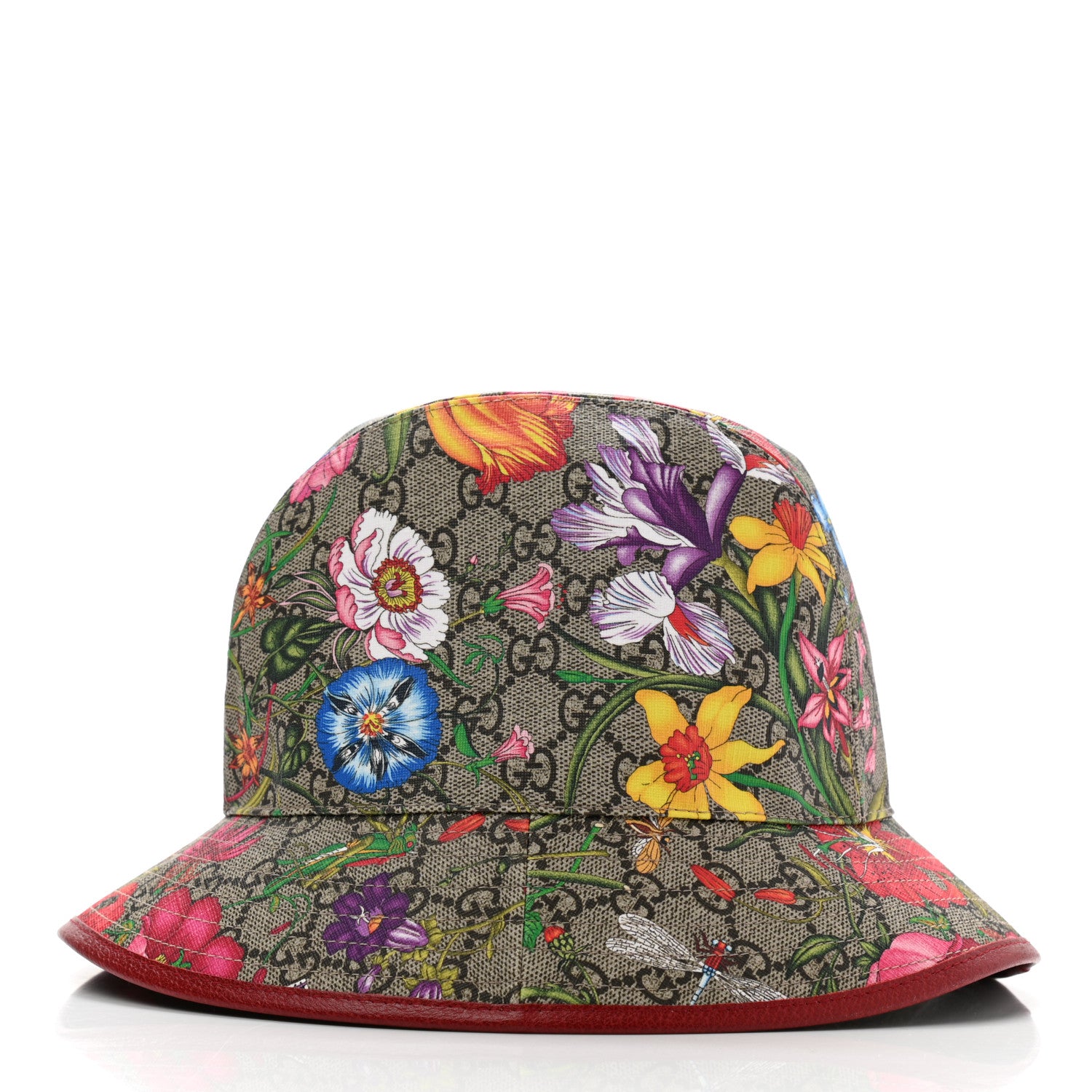 Gucci GG Supreme Monogram Flora Fedora Hat M Red 4 of 10