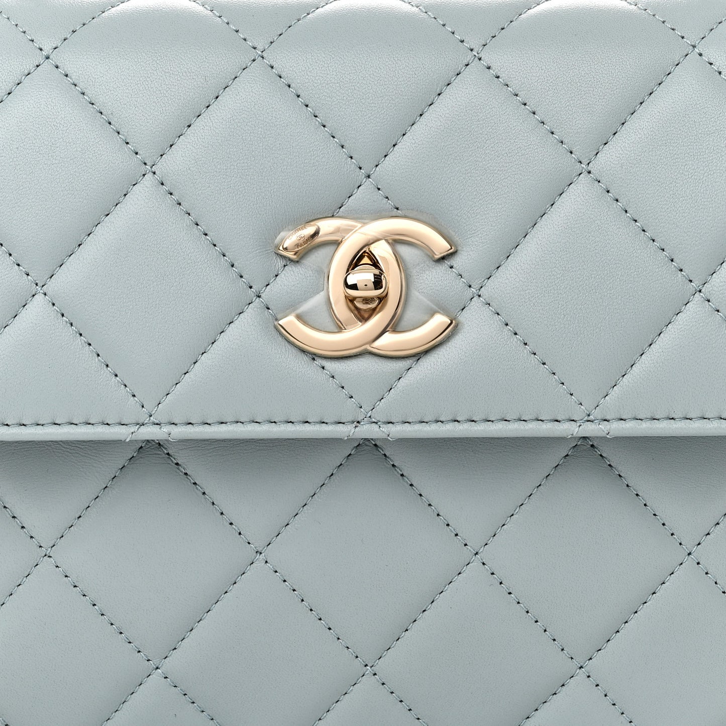 Lambskin Quilted Small Trendy CC Flap Dual Handle Bag Light Blue