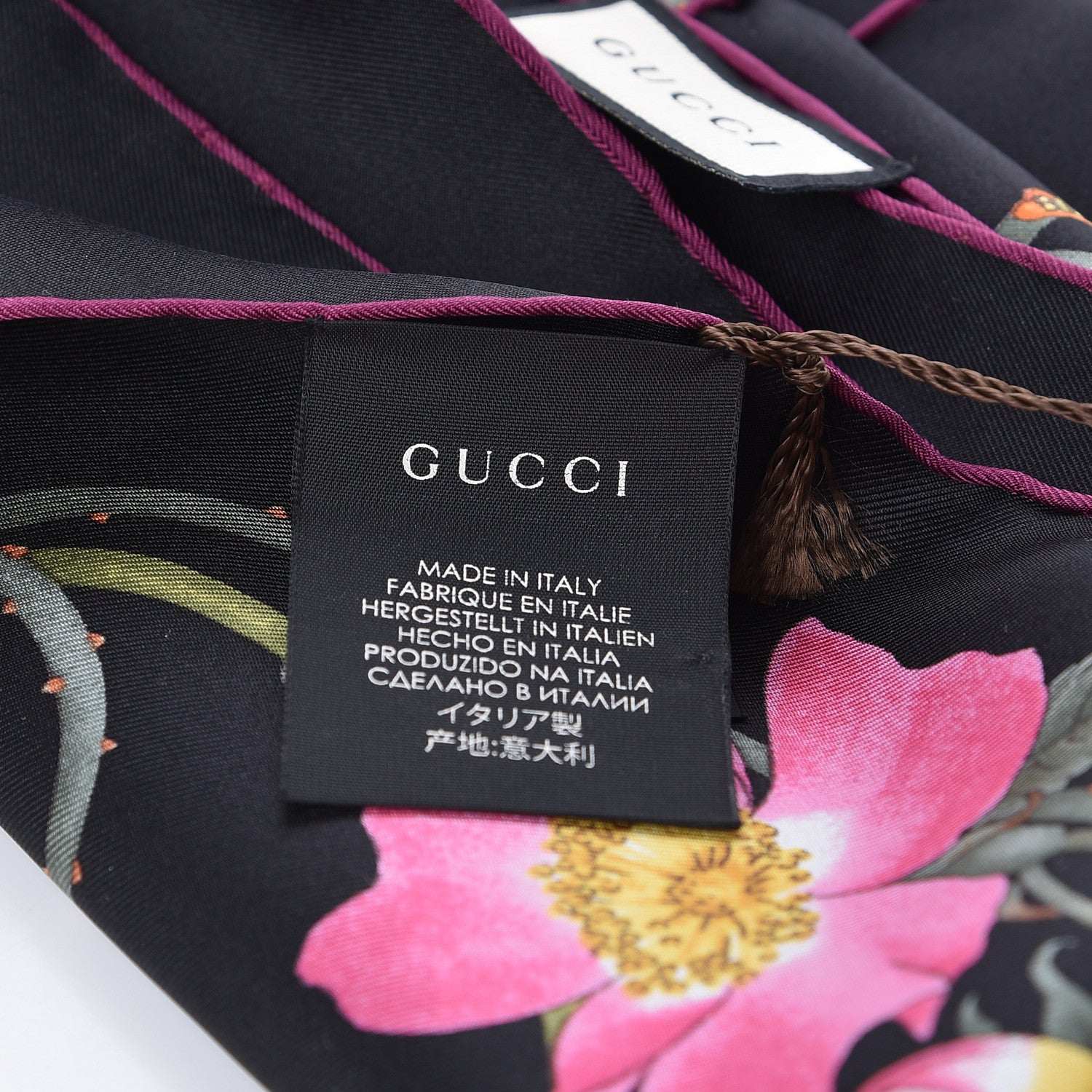 Gucci Silk Floral Square Scarf Black 4 of 4