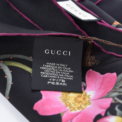 Gucci Silk Floral Square Scarf Black 4 of 4