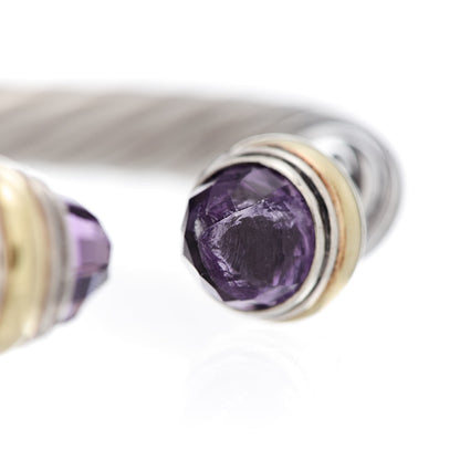 David Yurman Sterling Silver 14K Yellow Gold Amethyst 7mm Cable Classics Bracelet 5 of 7