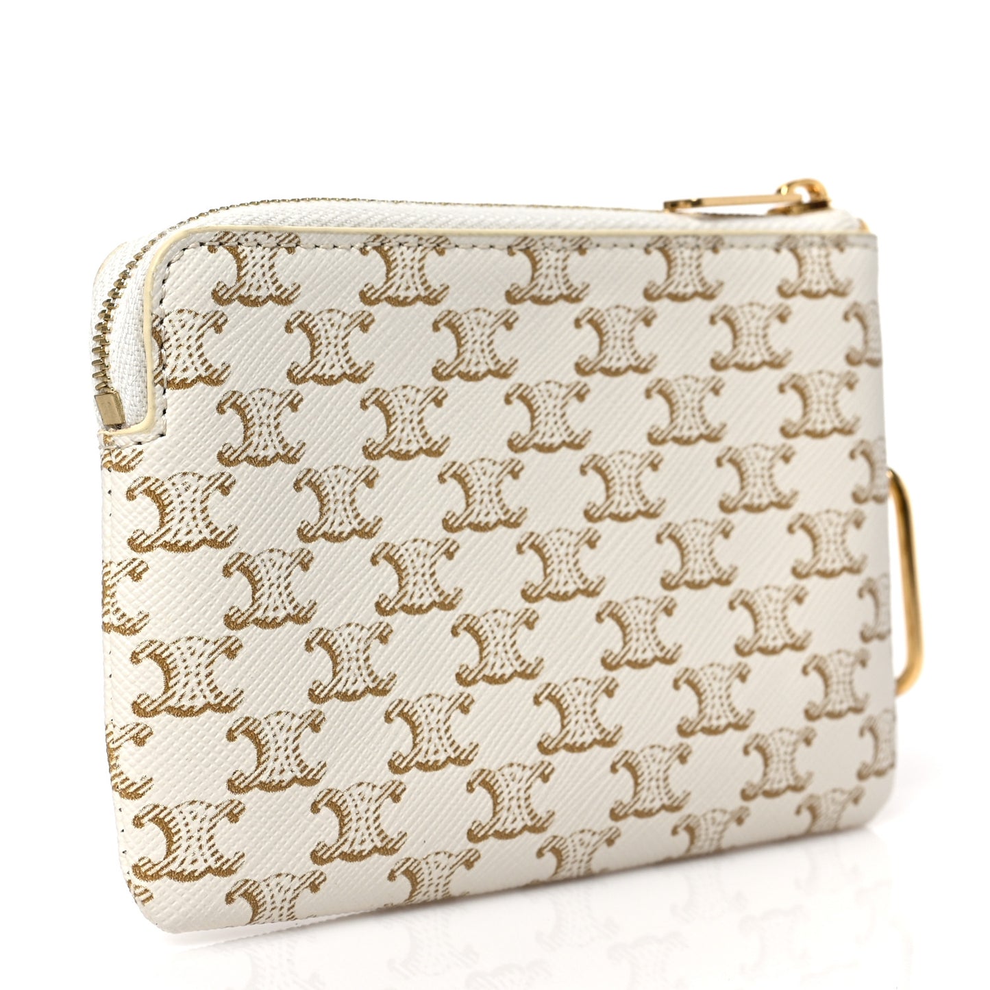 Triomphe Canvas Coin and Card Pouch White