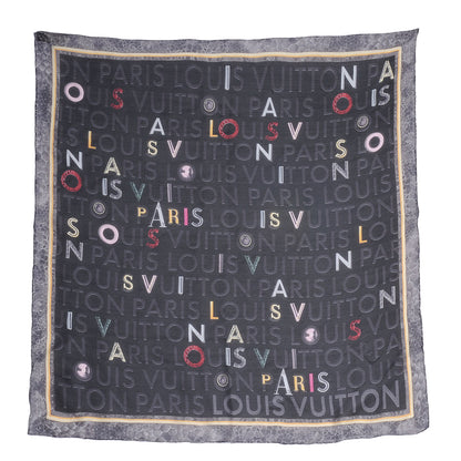 Louis Vuitton Silk Collage Lutece Square Scarf Black 2 of 5