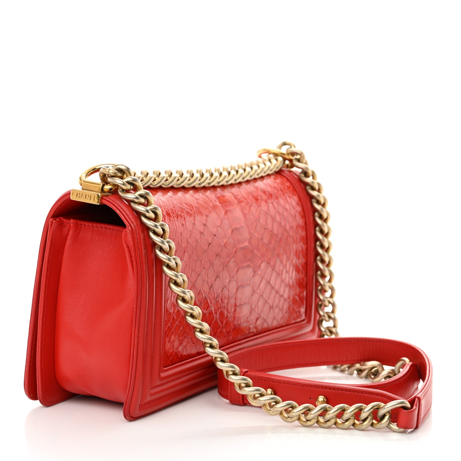 Chanel Snakeskin Medium Boy Flap Red 3 of 15