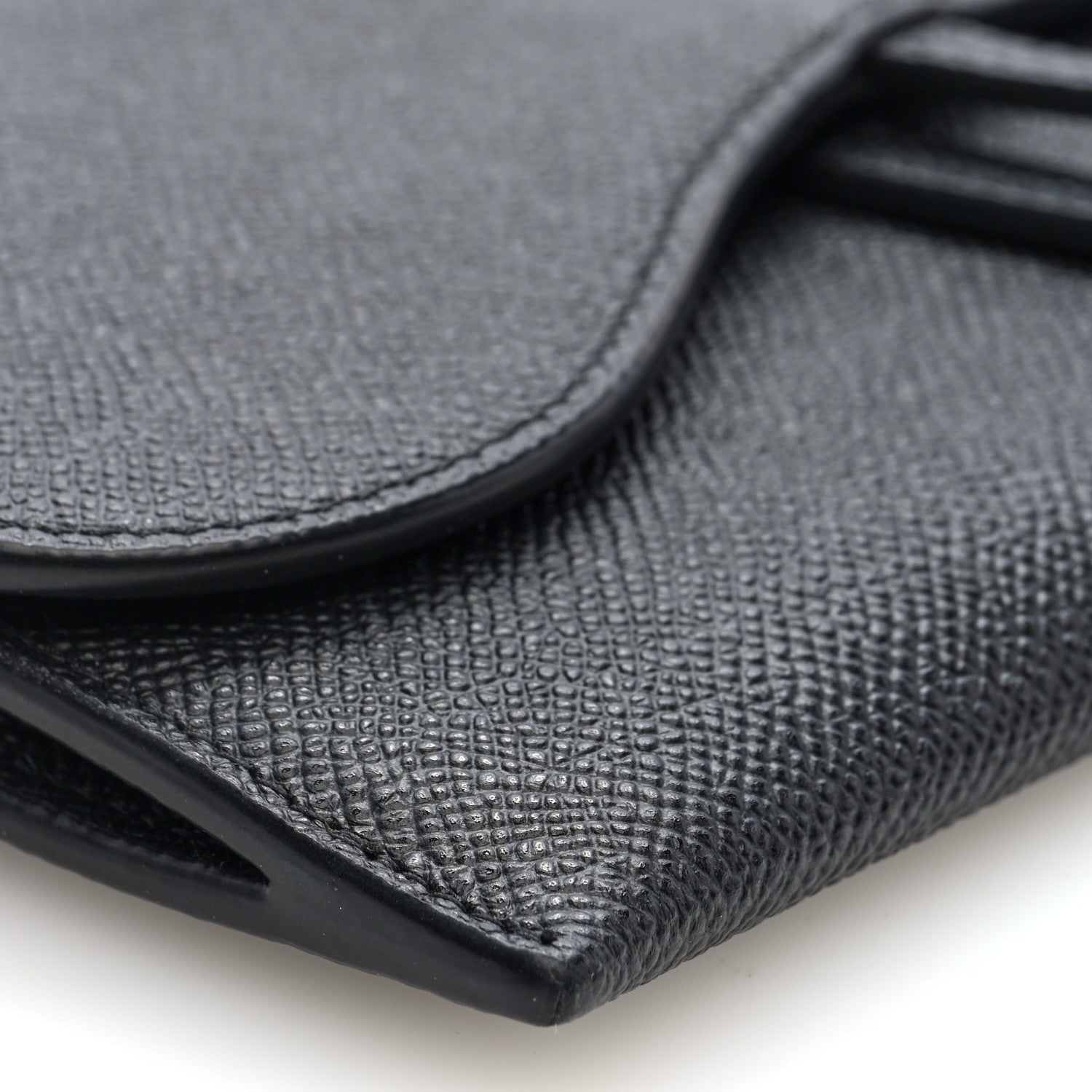 Christian Dior Grained Calfskin Saddle Chain Wallet Pouch Black 9 of 10