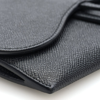 Christian Dior Grained Calfskin Saddle Chain Wallet Pouch Black 9 of 10