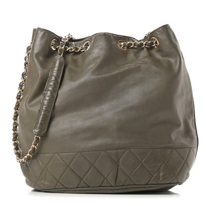 Chanel Lambskin CC Drawstring Bag Green 1 of 19