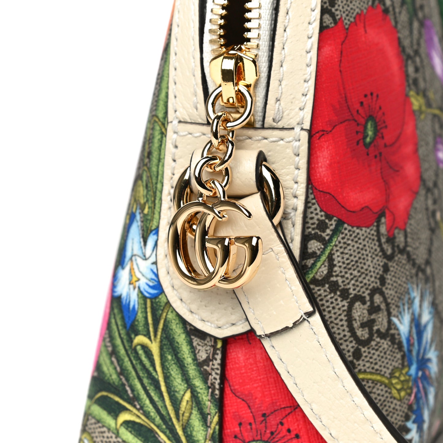 GG Supreme Monogram Flora Web GG Small Ophidia Dome Shoulder Bag White