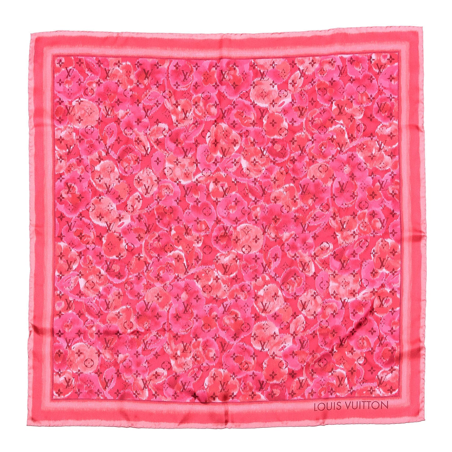 Silk Monogram Ikat Summer Square Scarf Rose Indien