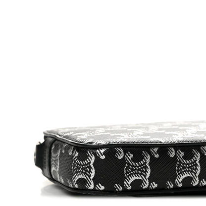Celine Triomphe Canvas Horizontal Pouch Silver Black 10 of 14