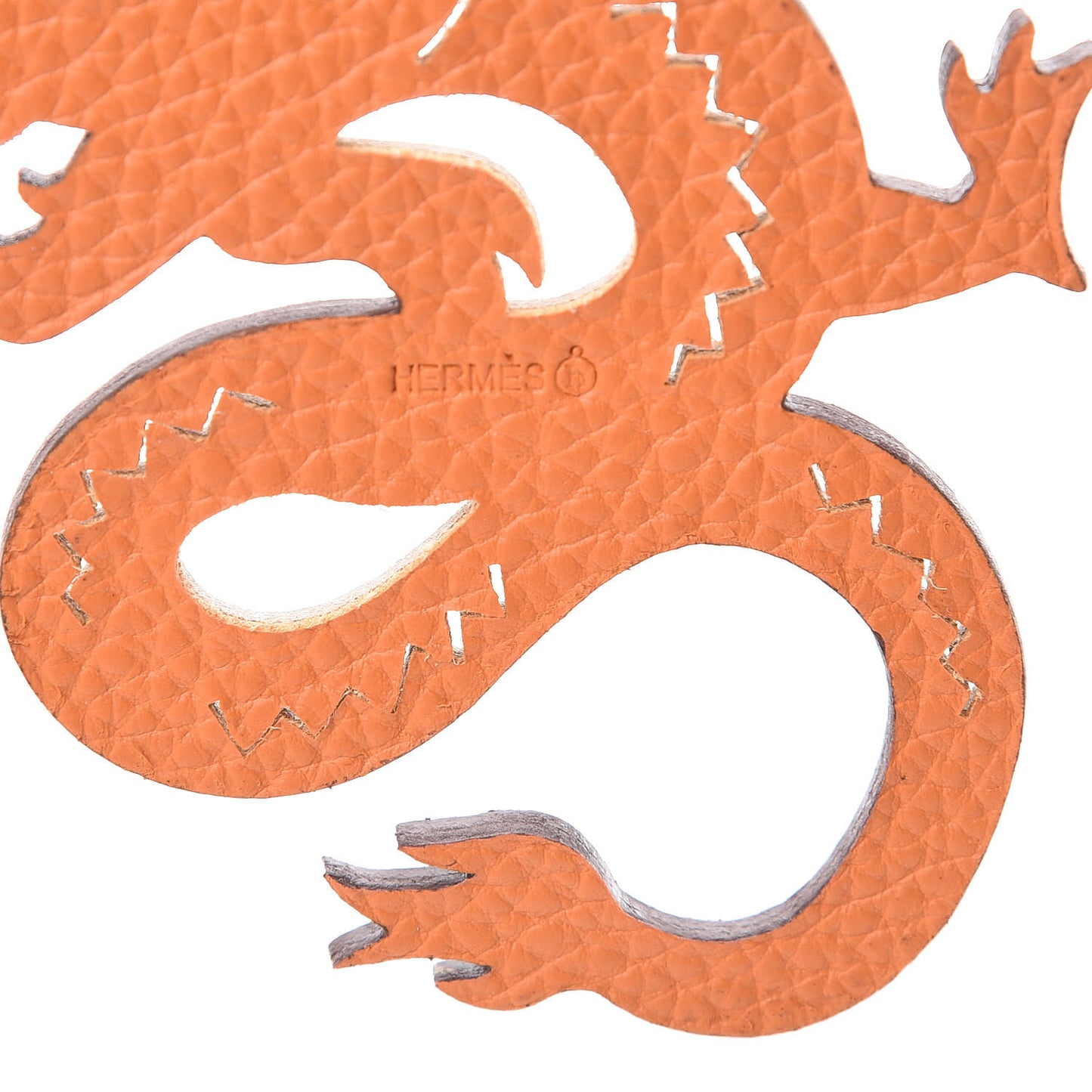 Epsom Togo Petit H Dragon Bag Charm Orange