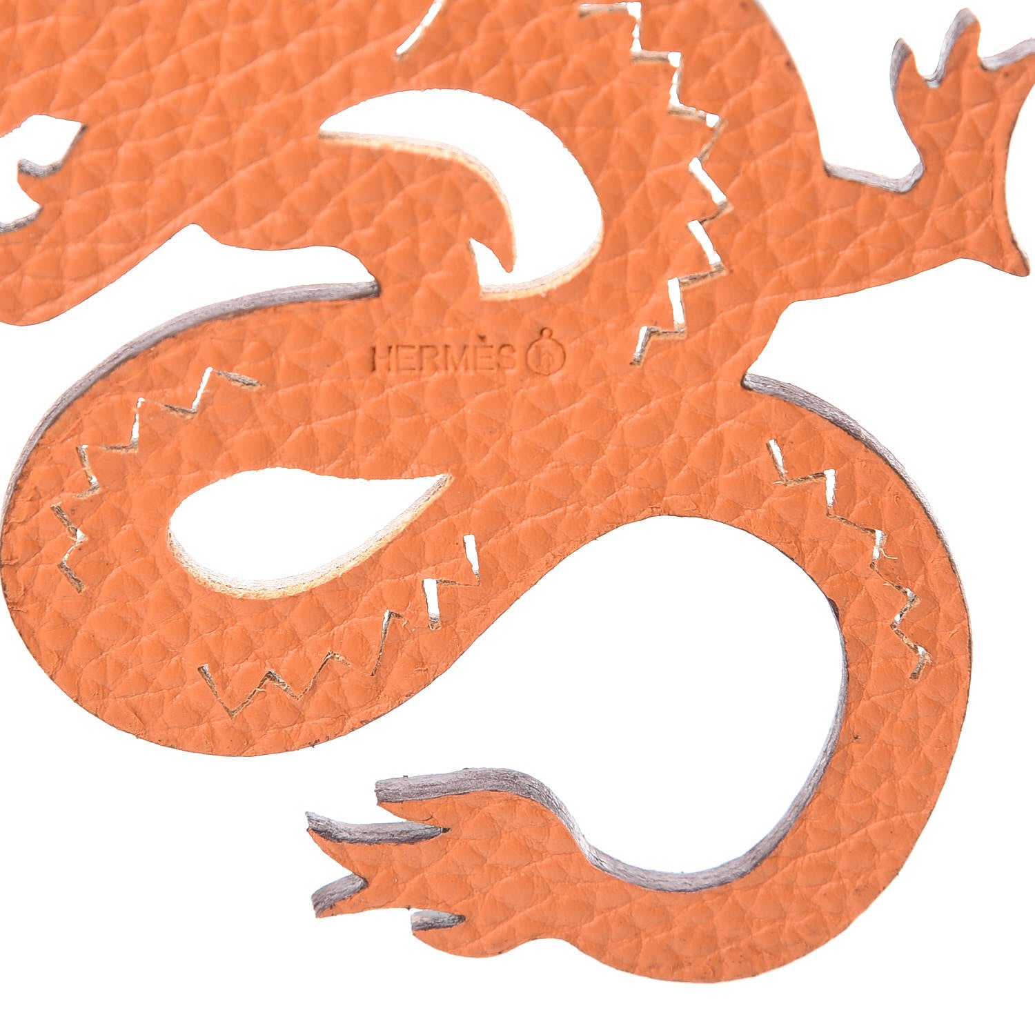Hermes Epsom Togo Petit H Dragon Bag Charm Orange 3 of 5