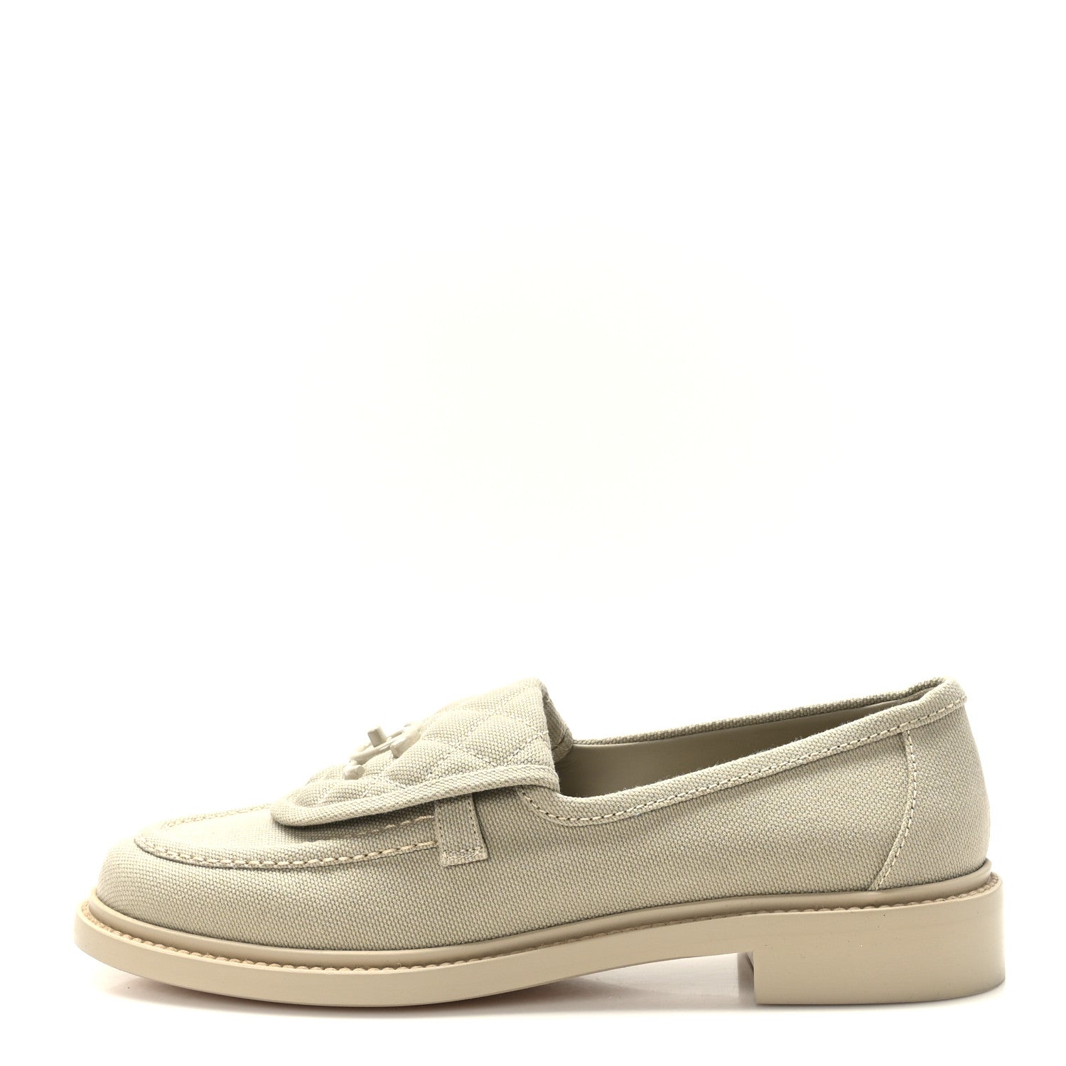 Chanel Canvas Quilted CC Turnlock Loafers 39 Beige 1 of 8