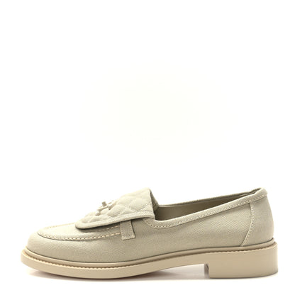 Chanel Canvas Quilted CC Turnlock Loafers 39 Beige 1 of 8