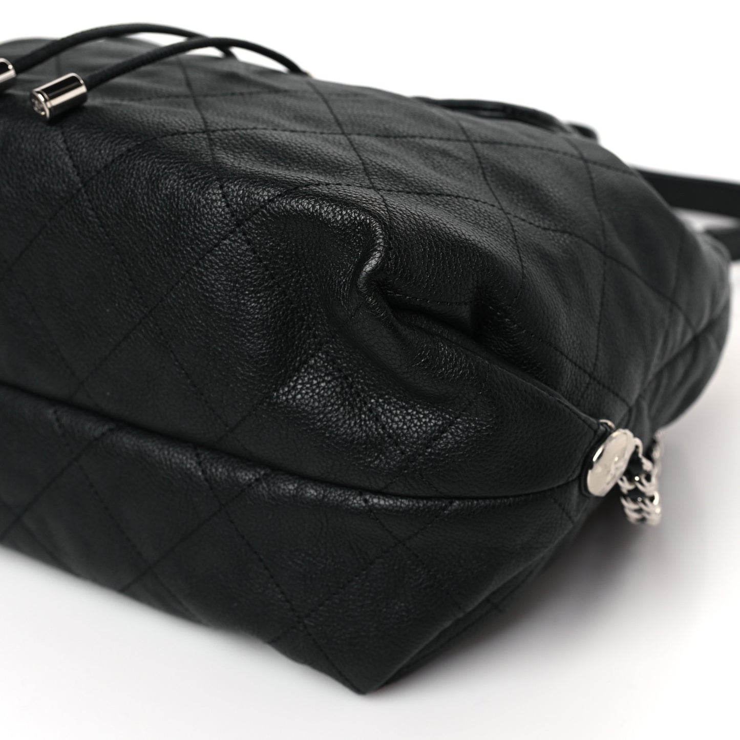 Grained Calfskin Stitched Braided With Style Backpack Black