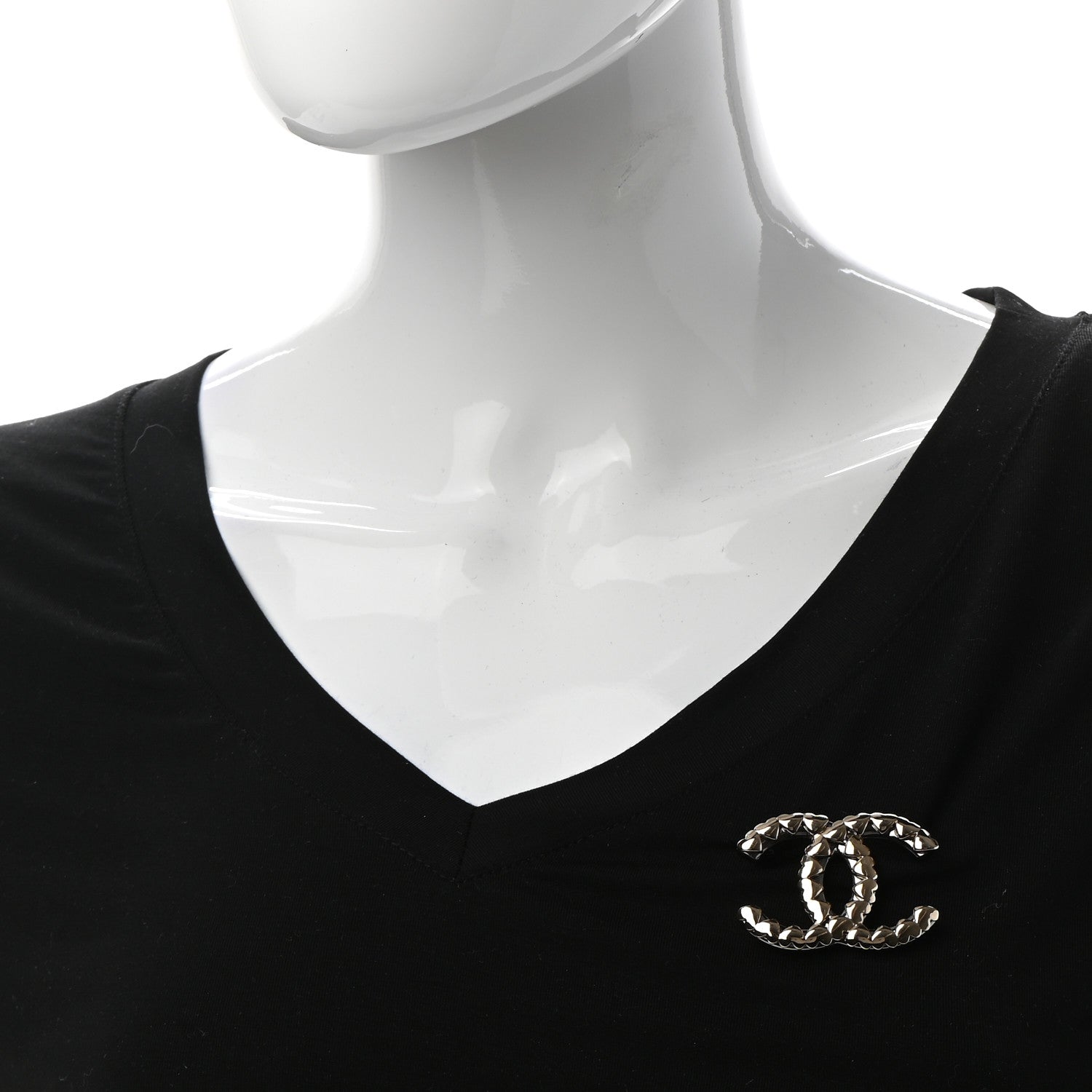 Chanel Metal CC Heart Brooch Gold Silver 2 of 5