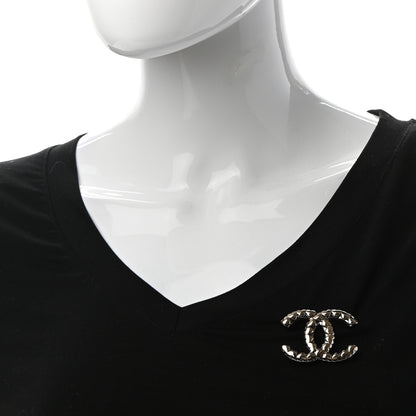 Chanel Metal CC Heart Brooch Gold Silver 2 of 5