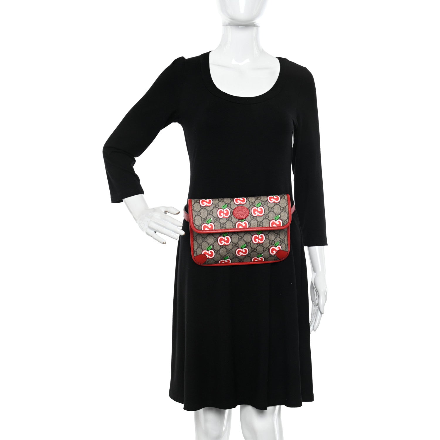 Gucci GG Supreme Monogram Apple Interlocking G Belt Bag Beige Multicolor Lobster Red 2 of 11