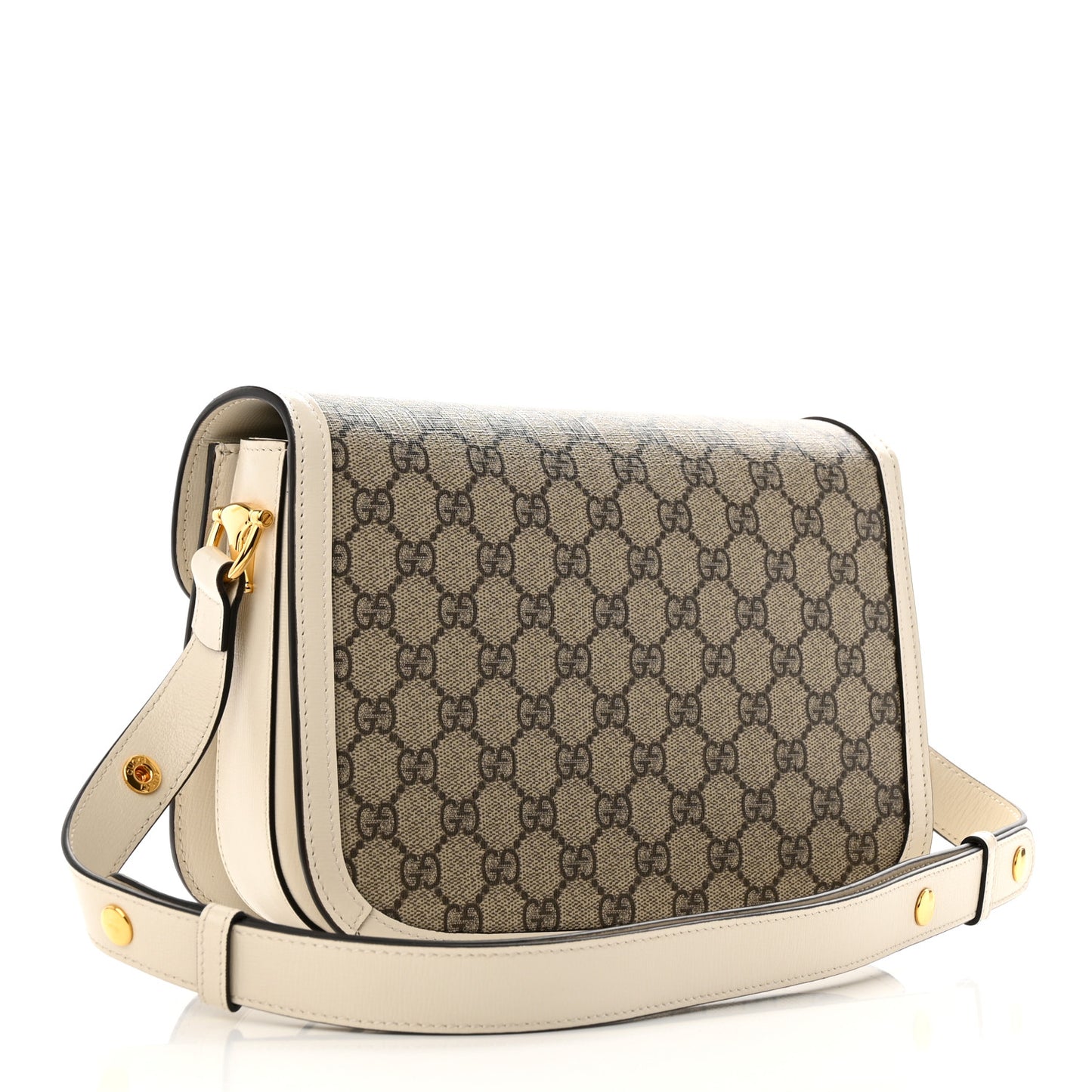 GG Supreme Monogram Horsebit 1955 Shoulder Bag Beige Mystic White
