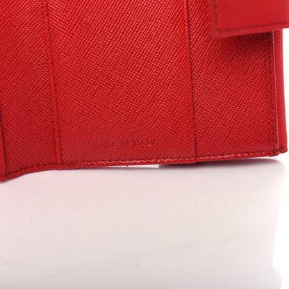 Prada Tessuto Nylon Saffiano Medium Flap Bi-Fold Wallet Fuoco 8 of 8