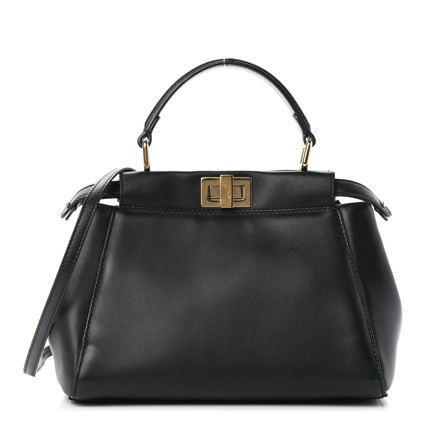 Fendi Nappa Mini Peekaboo Iconic Satchel Black 1 of 8