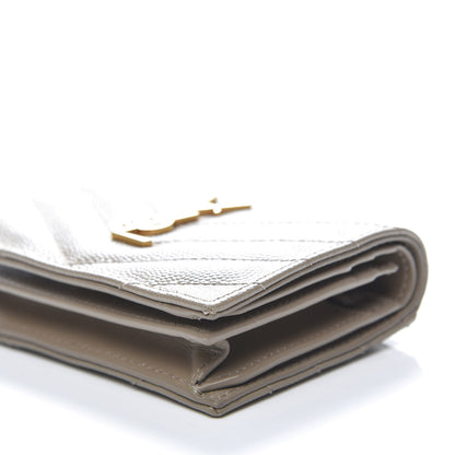 Saint Laurent Grain De Poudre Matelasse Chevron Cassandre Card Case Fog 9 of 10