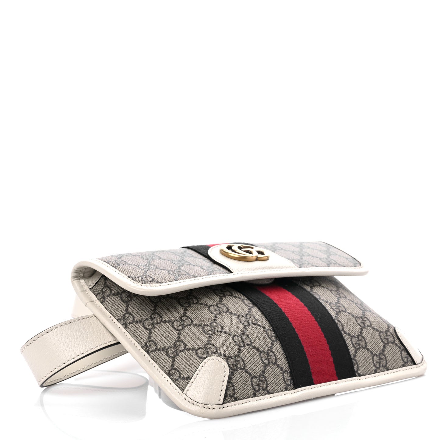 GG Supreme Monogram Web Small Ophidia Belt Bag 100 40 Brown White