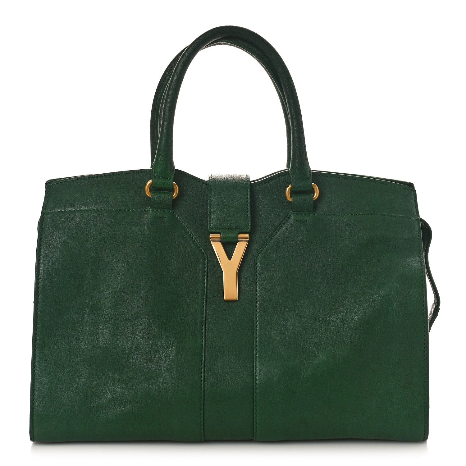 Saint Laurent Sheepskin Medium Cabas ChYc Tartan Green 1 of 10