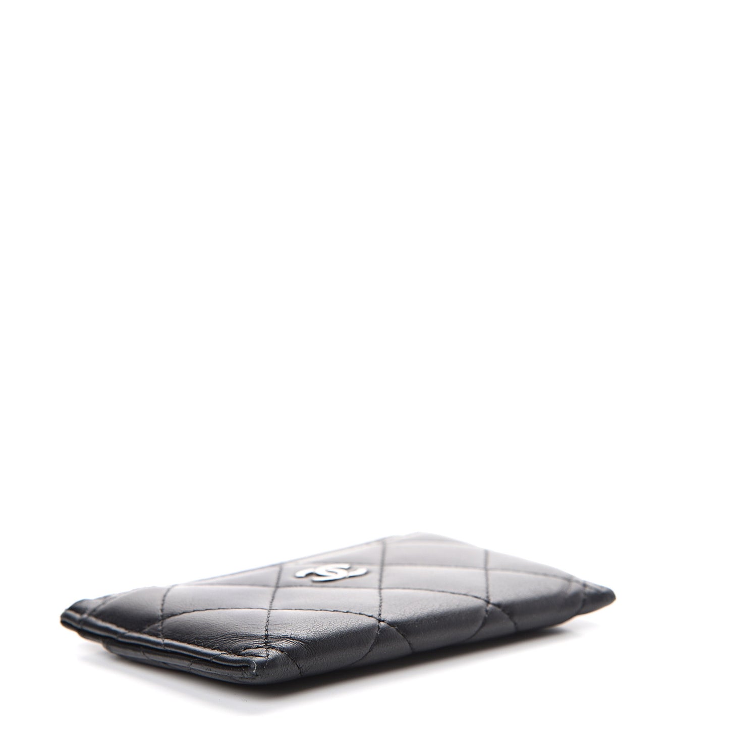 Lambskin Quilted Card Holder Black