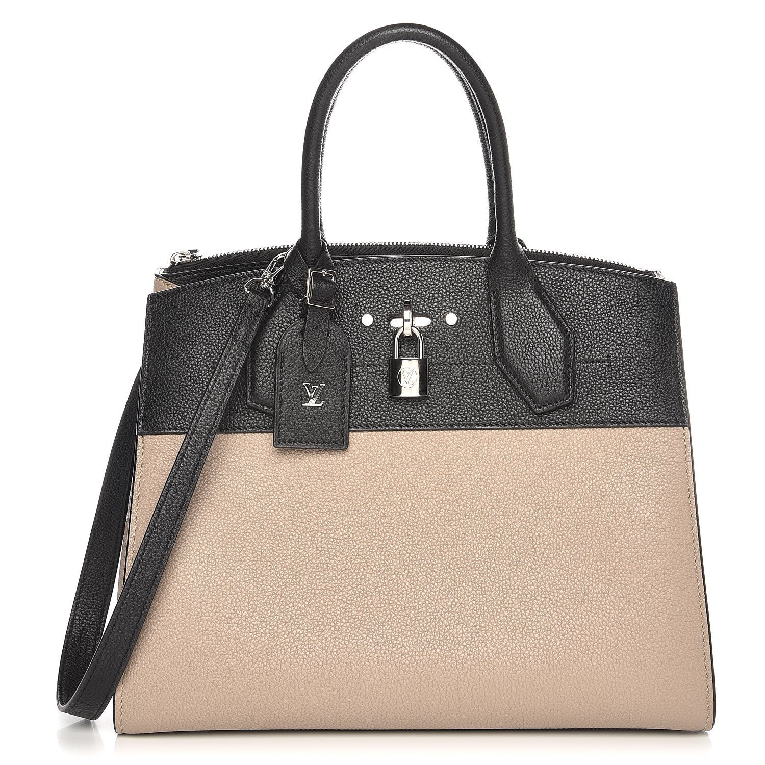 Louis Vuitton Taurillon City Steamer MM Black Beige 1 of 10