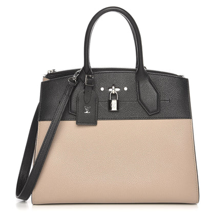 Louis Vuitton Taurillon City Steamer MM Black Beige 1 of 10